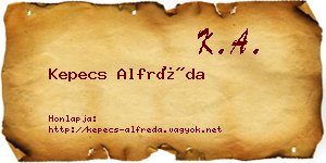 Kepecs Alfréda névjegykártya
